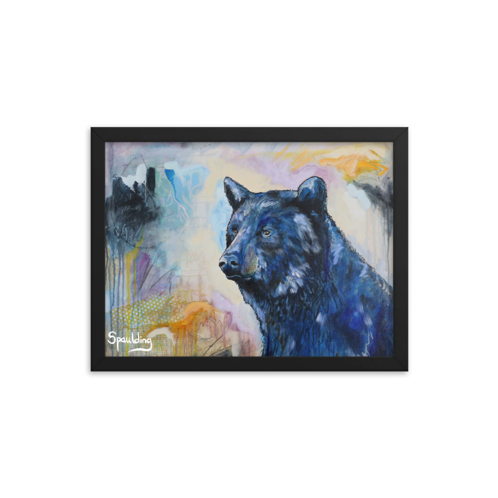 Black Bear framed print: powerful yet tranquil. Lightweight, durable, and ready to hang. Perfect for nature lovers.