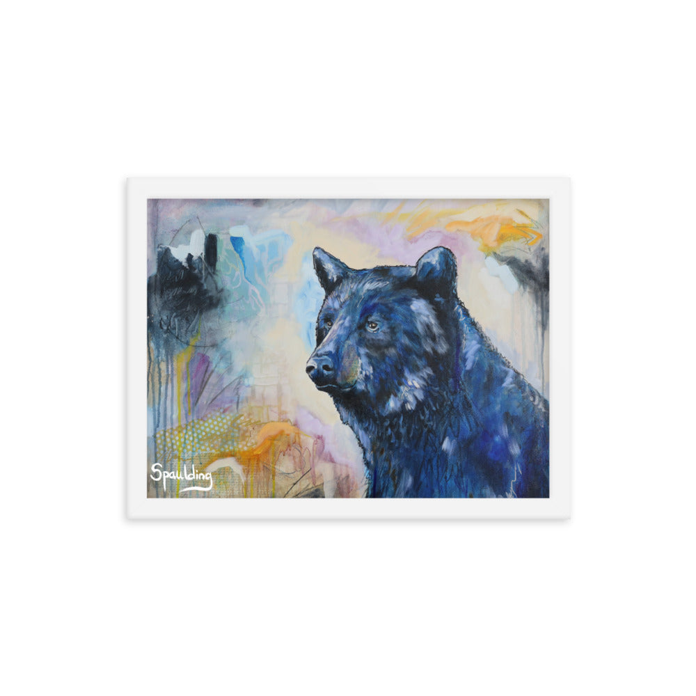 Black Bear framed print: powerful yet tranquil. Lightweight, durable, and ready to hang. Perfect for nature lovers.