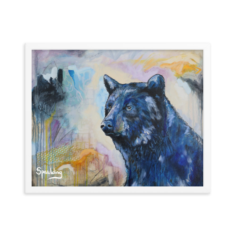 Black Bear framed print: powerful yet tranquil. Lightweight, durable, and ready to hang. Perfect for nature lovers.